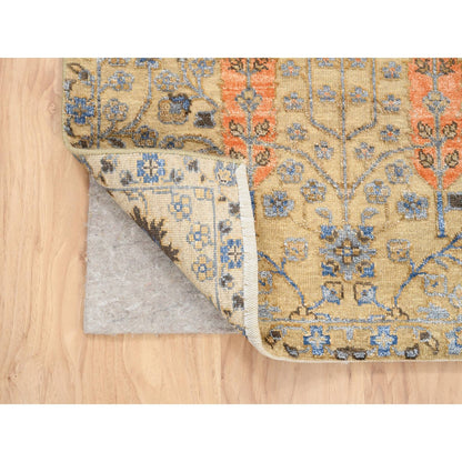 2'7"X6' Brown, Wool And Silk, Hand Knotted, Runner, Oriental, Rug