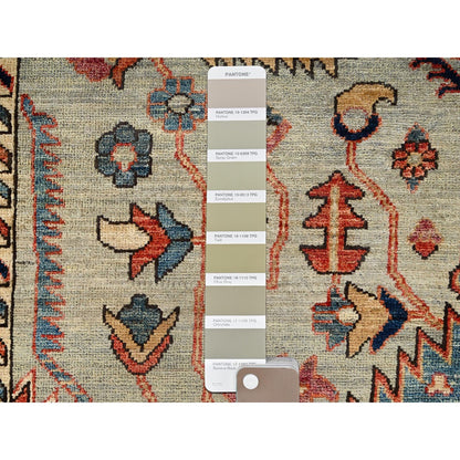 5'X7' Light Green Heris All Over Design Aryana Grade Hand Knotted Wool Rug