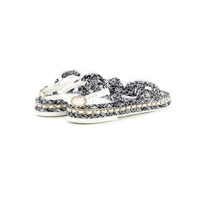 Chanel Women'S Cc Chain Sandals Braided Cord