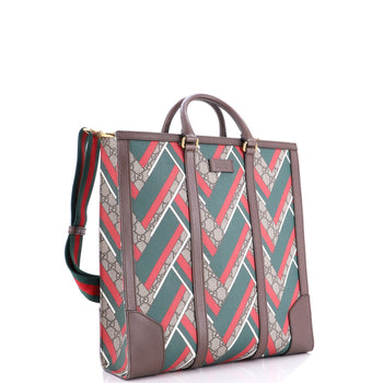 Gucci Web Strap Convertible Tote Printed Gg Coated Canvas Tall