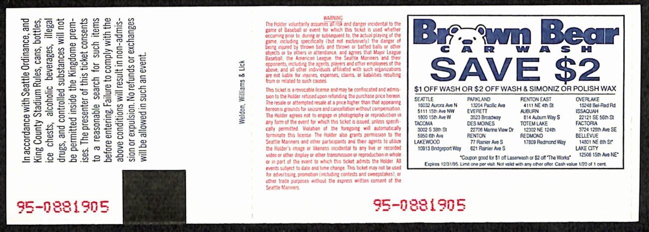 2004 Al West Tiebreaker Game Full Ticket Mariners