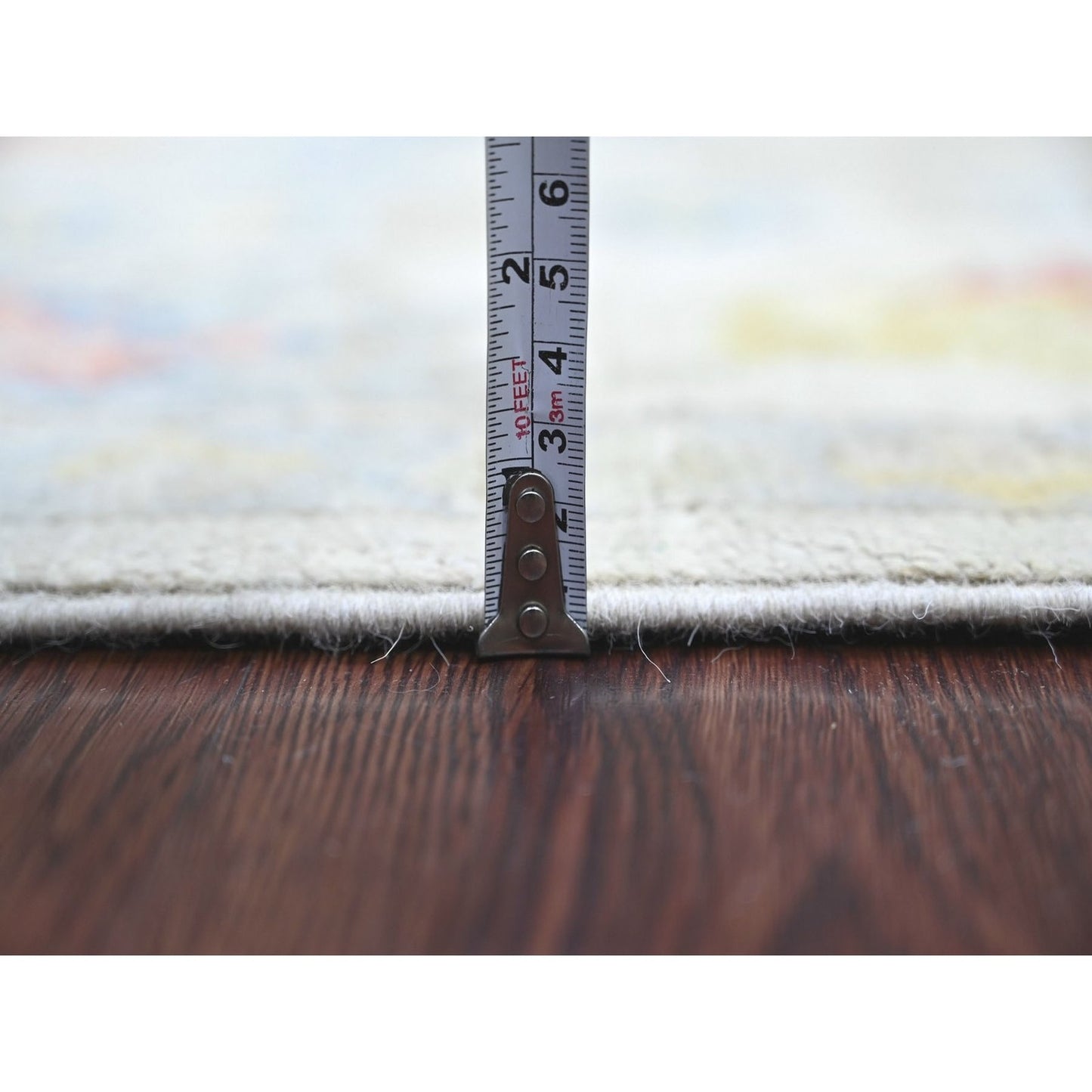 6'2"x8'10" Gray Afghan Angora Oushak Leaf Design Hand Knotted Wool Rug