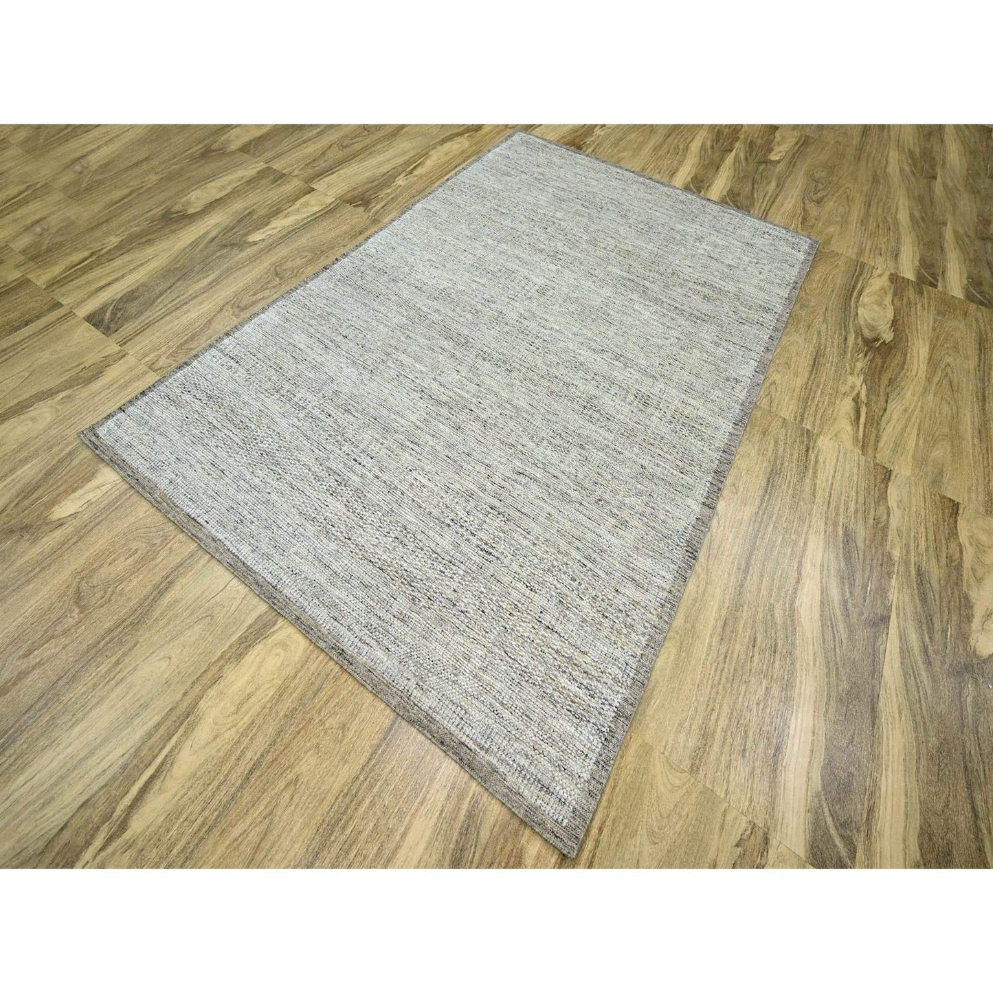 6'X9' Wood Brown Hand Knotted Rug Pure Wool Oxidized Grass Design Oriental