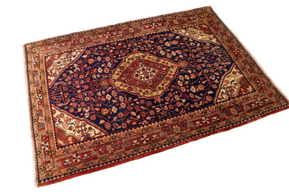 Vintage Purple-Navy Floral Style Rug Tribal