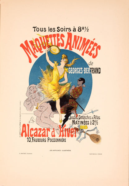 Cheret Original Animees 1896 Vintage Poster Maquettes Illustrees