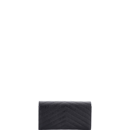 Saint Laurent Classic Monogram Flap Wallet Matelasse Chevron Leather Large