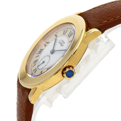 CARTIER Must2 Rondo Watches Gold Plated/Leather