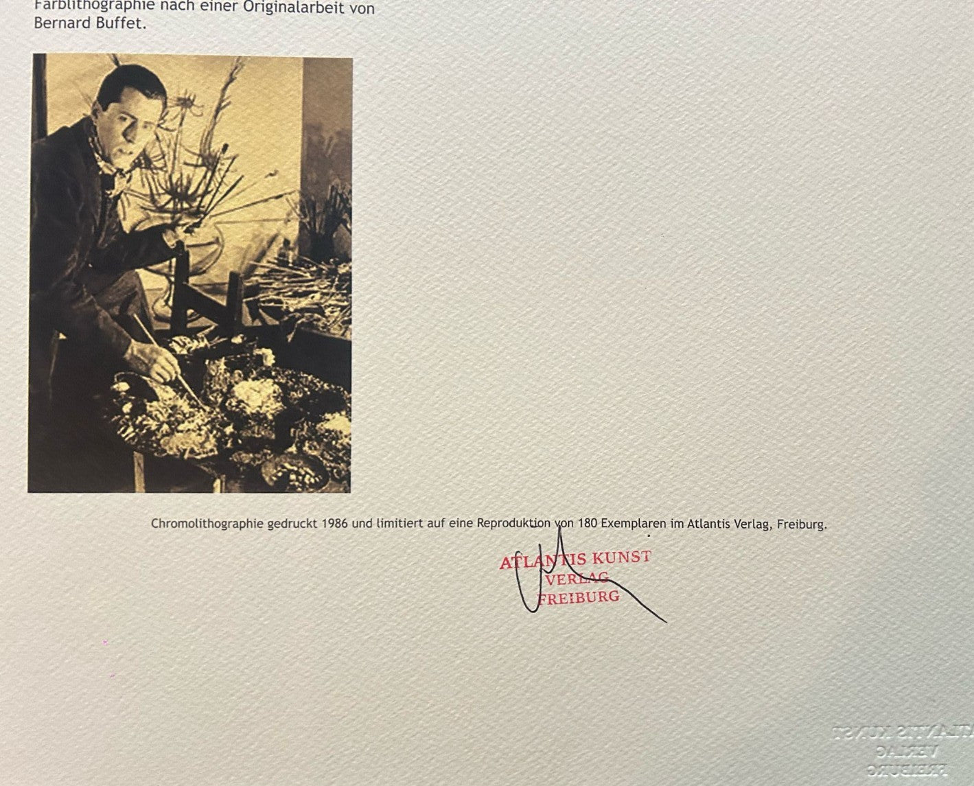 Bernard Buffet Lithograph Certified Coa Signed With Pen Op Numbered With Pencil