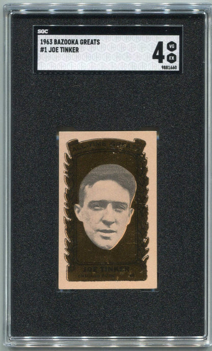 Joe Tinker 1963 Bazooka Greats Card #1 Sgc Graded