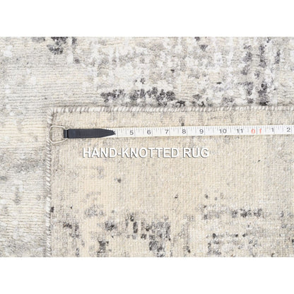 2'6"X8'1" Undyed Natural Wool Modern Cut And Loop Pile Beige Runner Rug