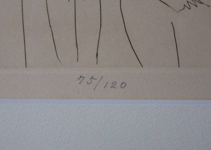 Henry Miller Etching Figure Signed ED 75/ 120 Framed Collectible Print