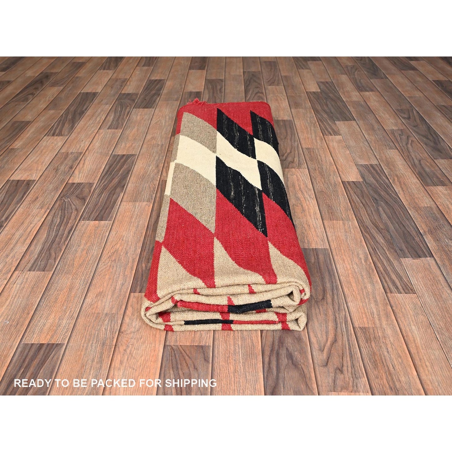 8'X10' Ivory Pure Wool Rug American Indian Southwest Hand Woven Flat Weave