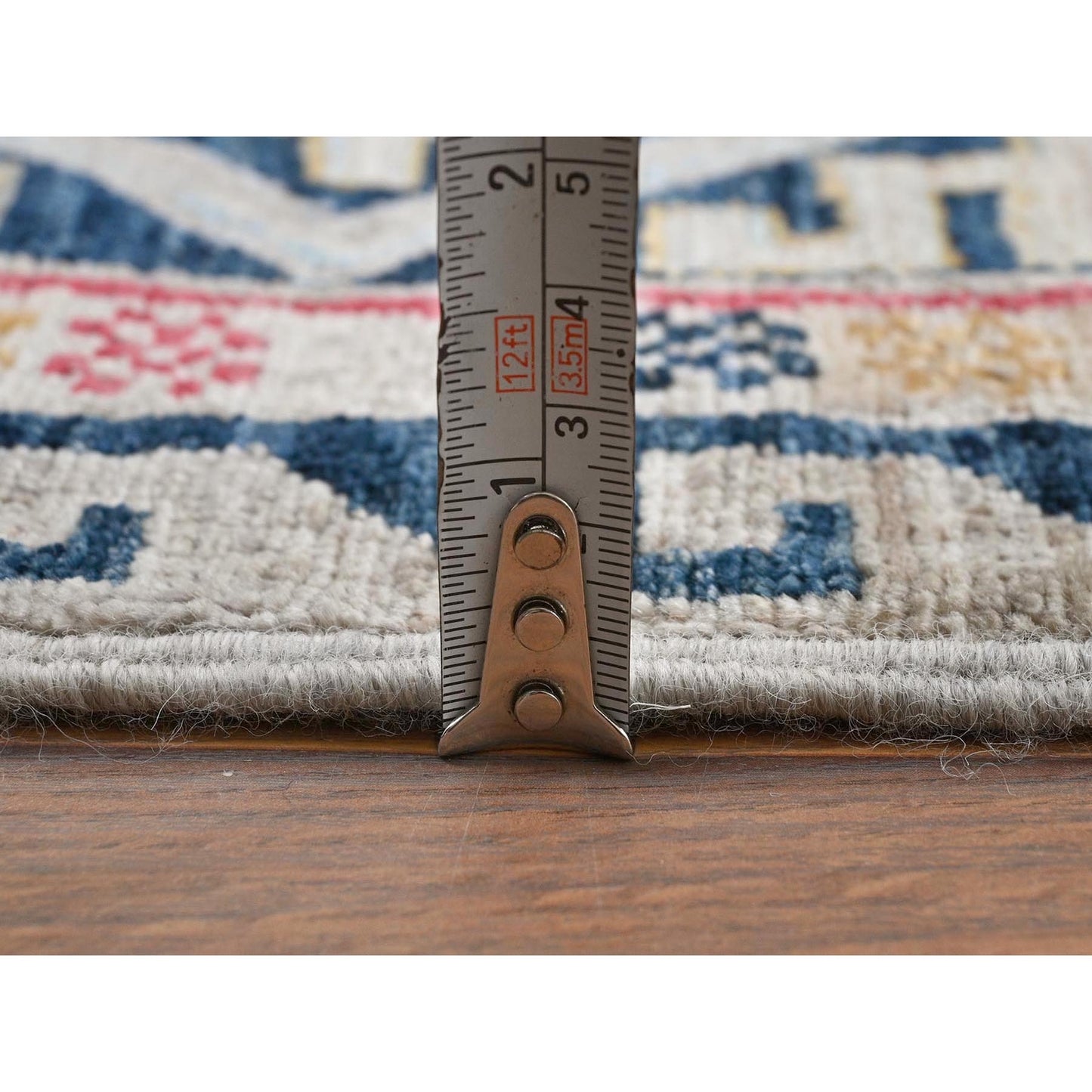 4'1"X5'10" Armenian Design Kazak Super Dense Weave Wool Hand Knotted Rug