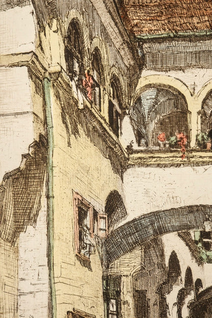 Herta Czernik-Kobanz Gzonning Etching Coloring "Mdling, Hafnerhaus" Beethoven