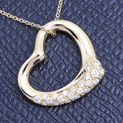 Tiffany & Co. Open Heart Pav Diamond Pendant Necklace 750Yg
