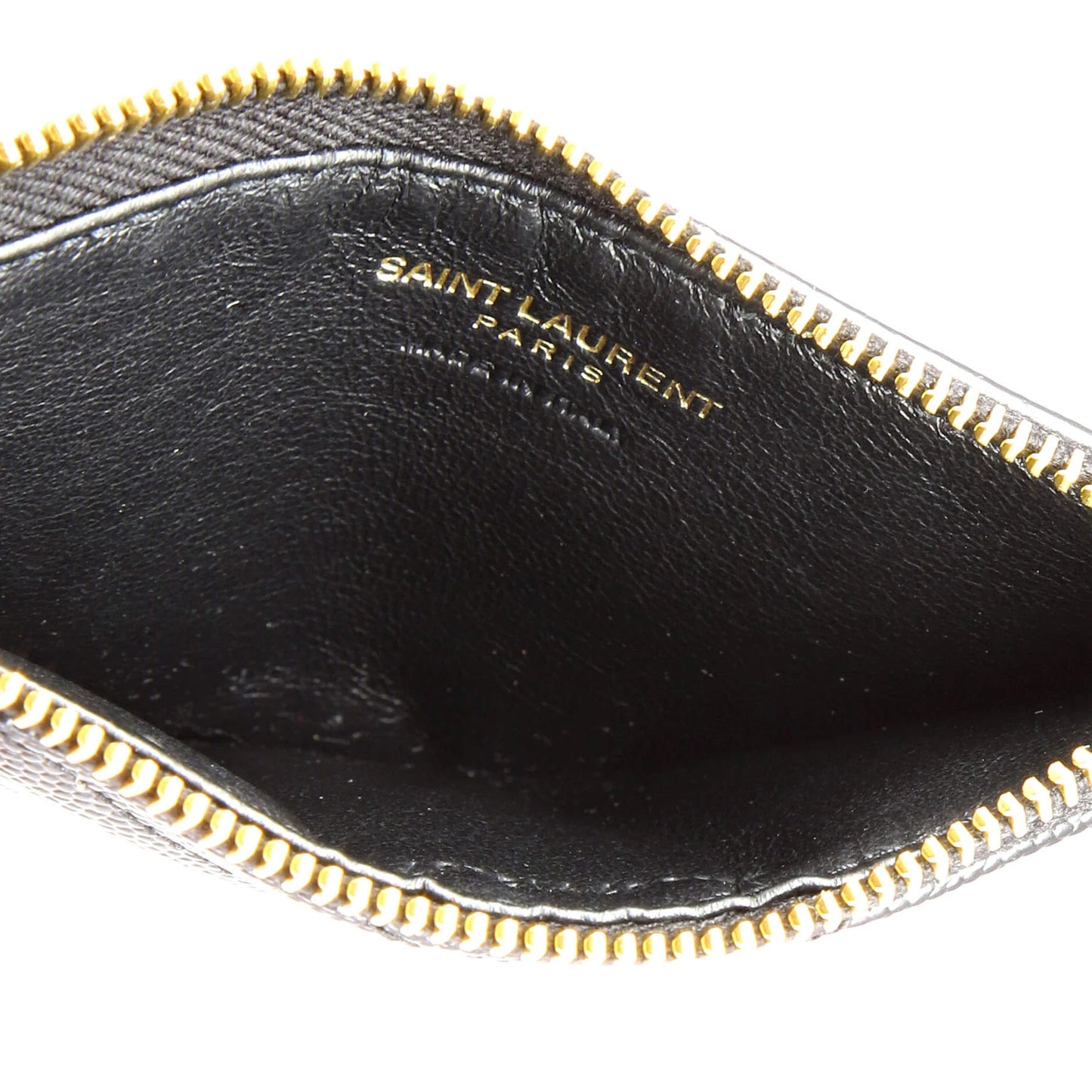 Saint Laurent Monogram Fragments Zip Card Holder Matelasse Chevron Leather