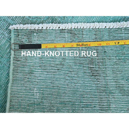 2'5"X10' Blue Overdyed Vintage Zoroastrian Hand Knotted All Wool Runner Rug