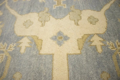 Handmade Oushak Oriental Rug Muted Gray Floral
