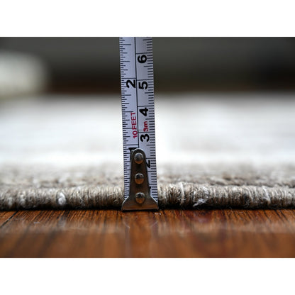 4'X5'8" Taupe Brown Fine Peshawar Wool Hand Knotted Oriental Rug