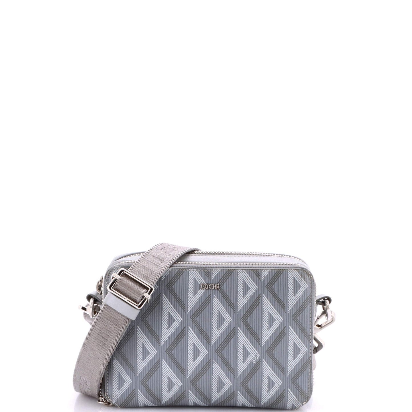 Christian Dior Double Zip Crossbody Pouch Cd Diamond Coated Canvas