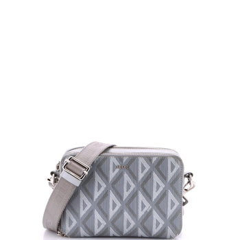 Christian Dior Double Zip Crossbody Pouch Cd Diamond Coated Canvas
