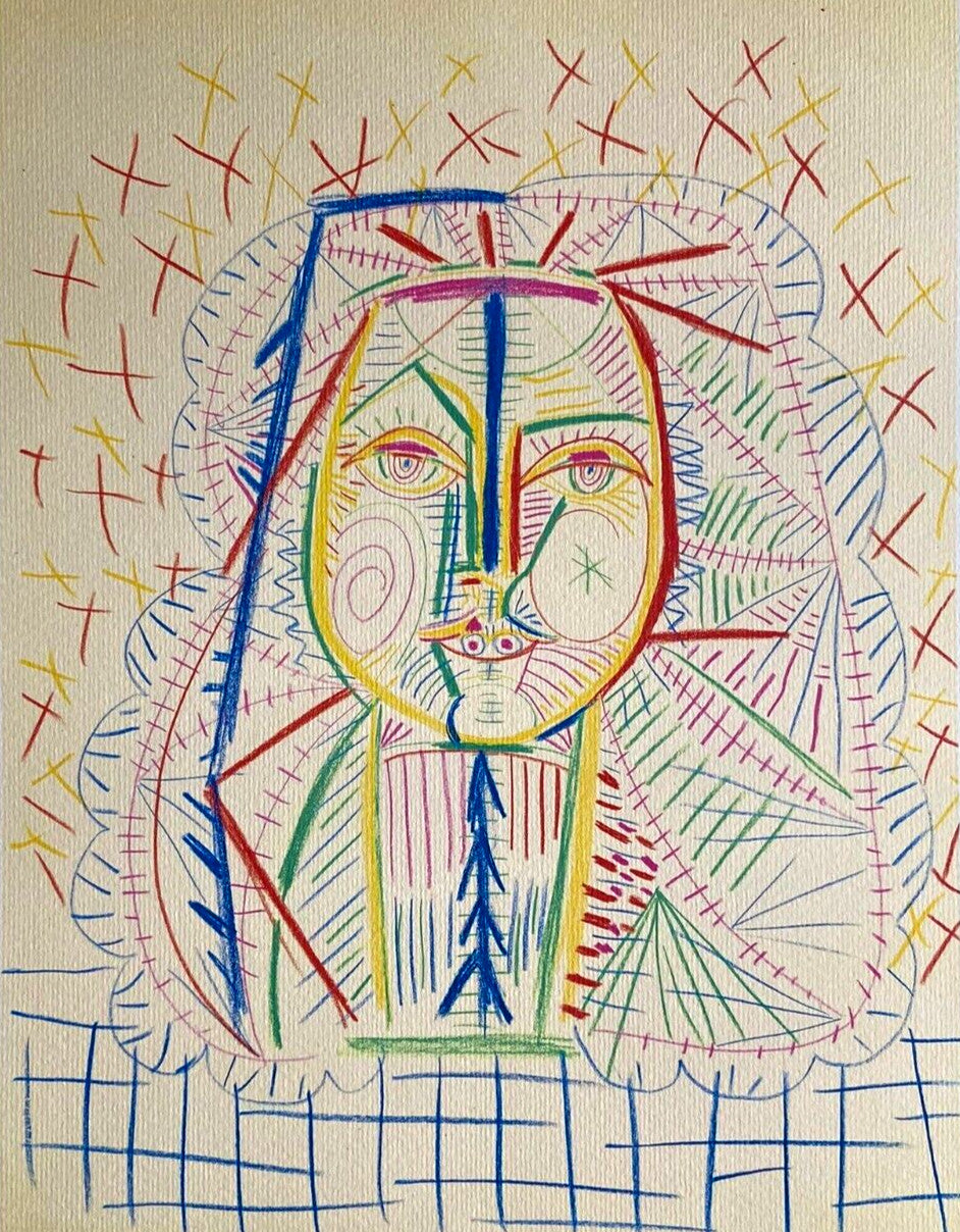 Pablo Picasso Lithograph Coa Hand Signed Pen Numbered Pencil Crayon