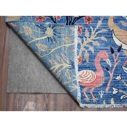 9'X11'10" Blue Wool Tree Of Life Peshawar Hand Knotted Oriental Rug