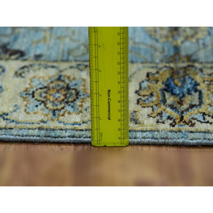 2'6"X14' Reverie Blue Wool Hand Knotted Shah Abbas Runner Oriental Rug