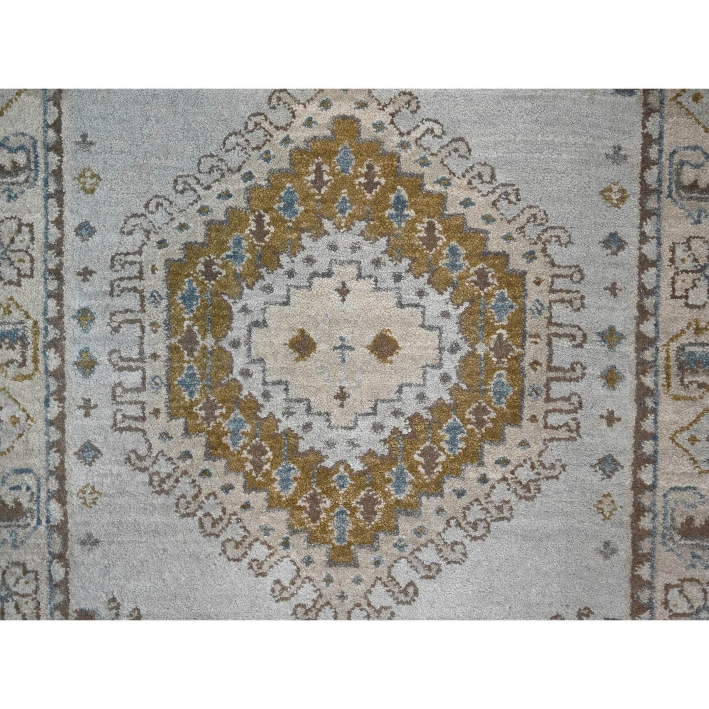 2'8"X23'10" Gray Hand Knotted Village Inspired Geometric Xl Runner Rug
