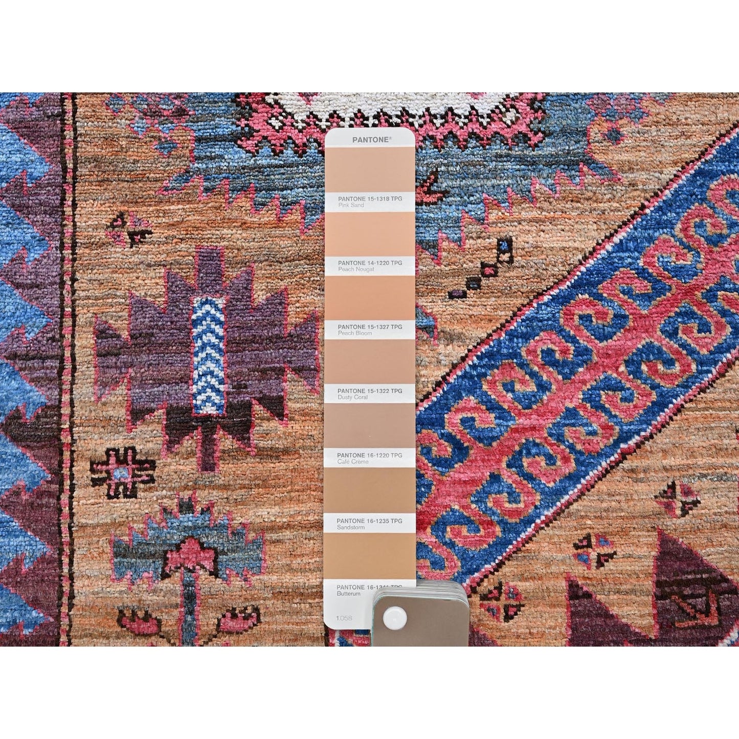 6'1"X8'4" Ochre Brown Afghan Caucasian Design Revival Hand Knotted Wool Rug