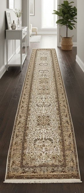 Handmade rug runner oriental kitchen carpet plush classic 3x10 floral kirman
