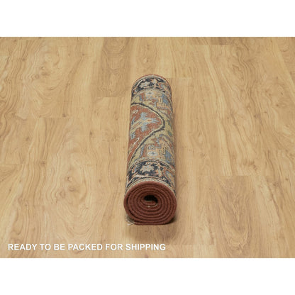 2'9"X6' Red Heris Revival Medallion Design Wool Hand Knotted Runner Rug