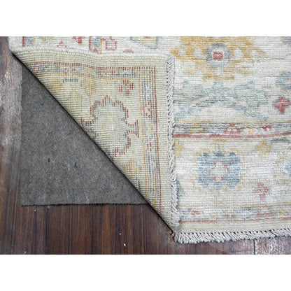 3'X13'6" Alabaster White Wool Foundtion Runner Angora Oushak Oriental Rug
