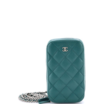 Chanel Zip Around Phone Case With Chain Quilted Caviar
