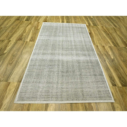 6'1"X9' Gray Natural Wool Rug Hand Knotted Oxidized Grass Design Oriental