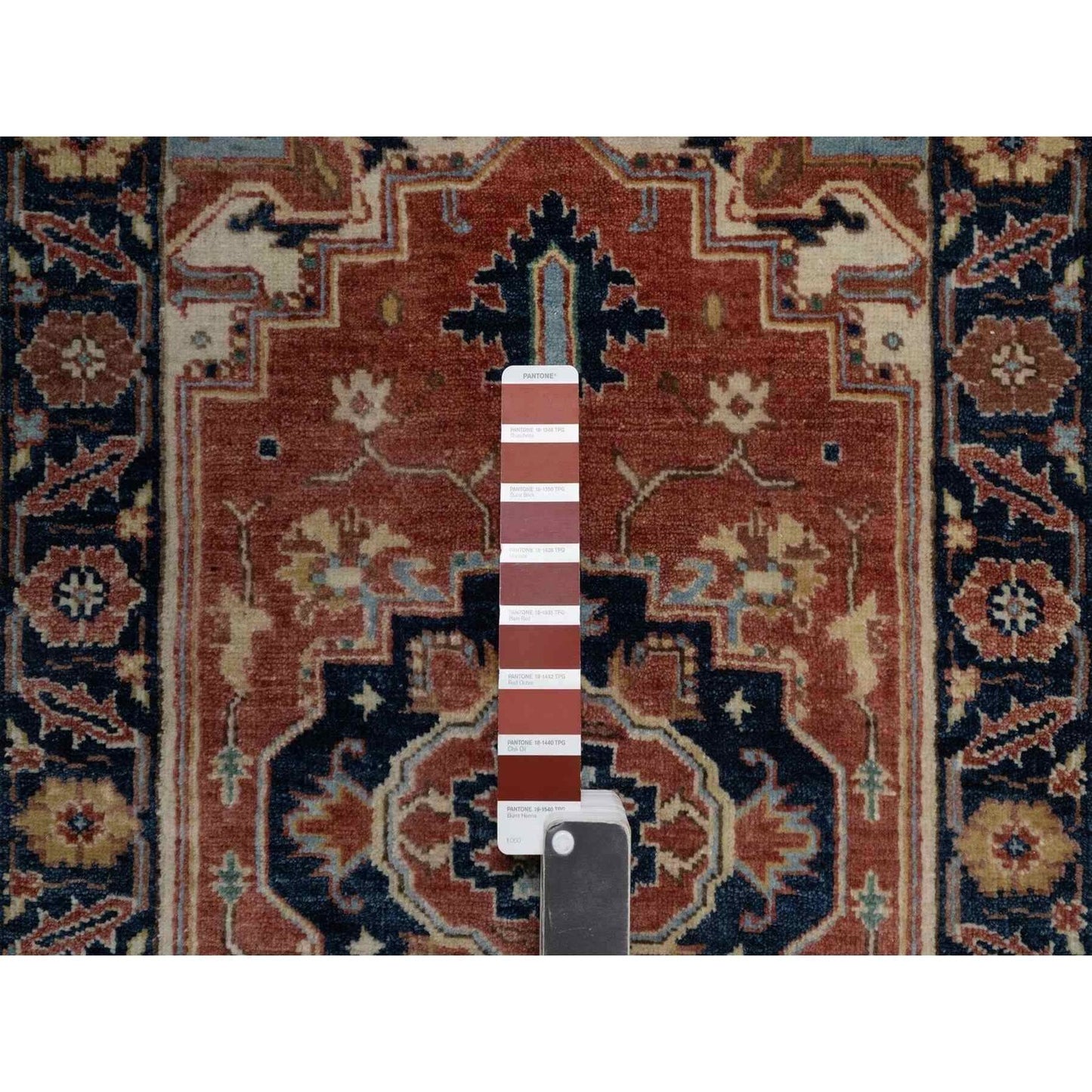 2'1"X3'2" Red Antiqued Heris Hand Knotted New Zealand Wool Sample Mat Rug