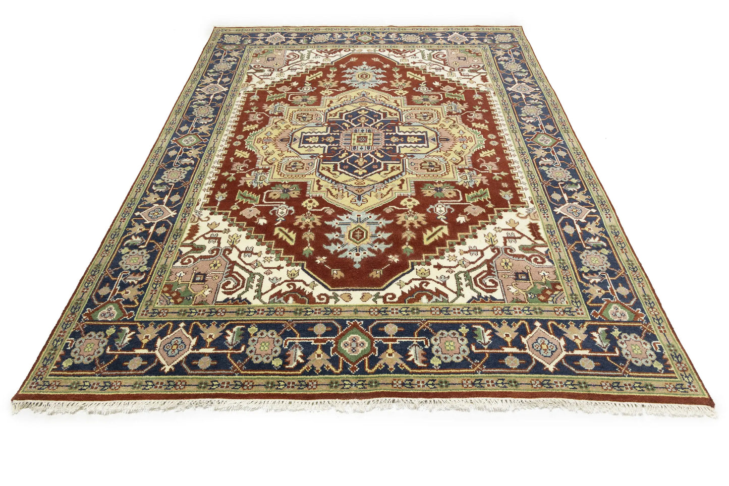 Farmho Rusty Red Geometric Heriz Serapi Oriental