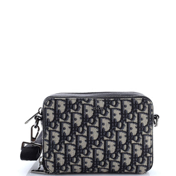 Christian Dior Double Zip Crossbody Pouch Oblique Canvas