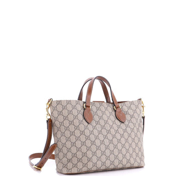 Gucci Convertible Soft Tote Gg Coated Canvas With Leather Small