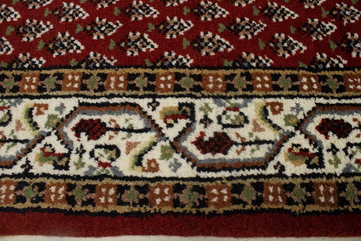 Hand-Knotted Wool Oriental Runner Rug Red Allover