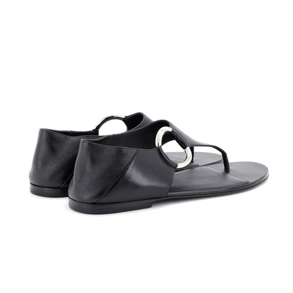 Saint Laurent Women'S Ring Flat Sandals Leather