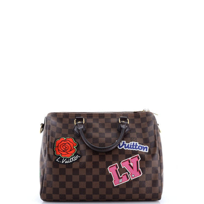 Louis Vuitton Speedy Bandouliere Bag Limited Edition Patches Damier 30