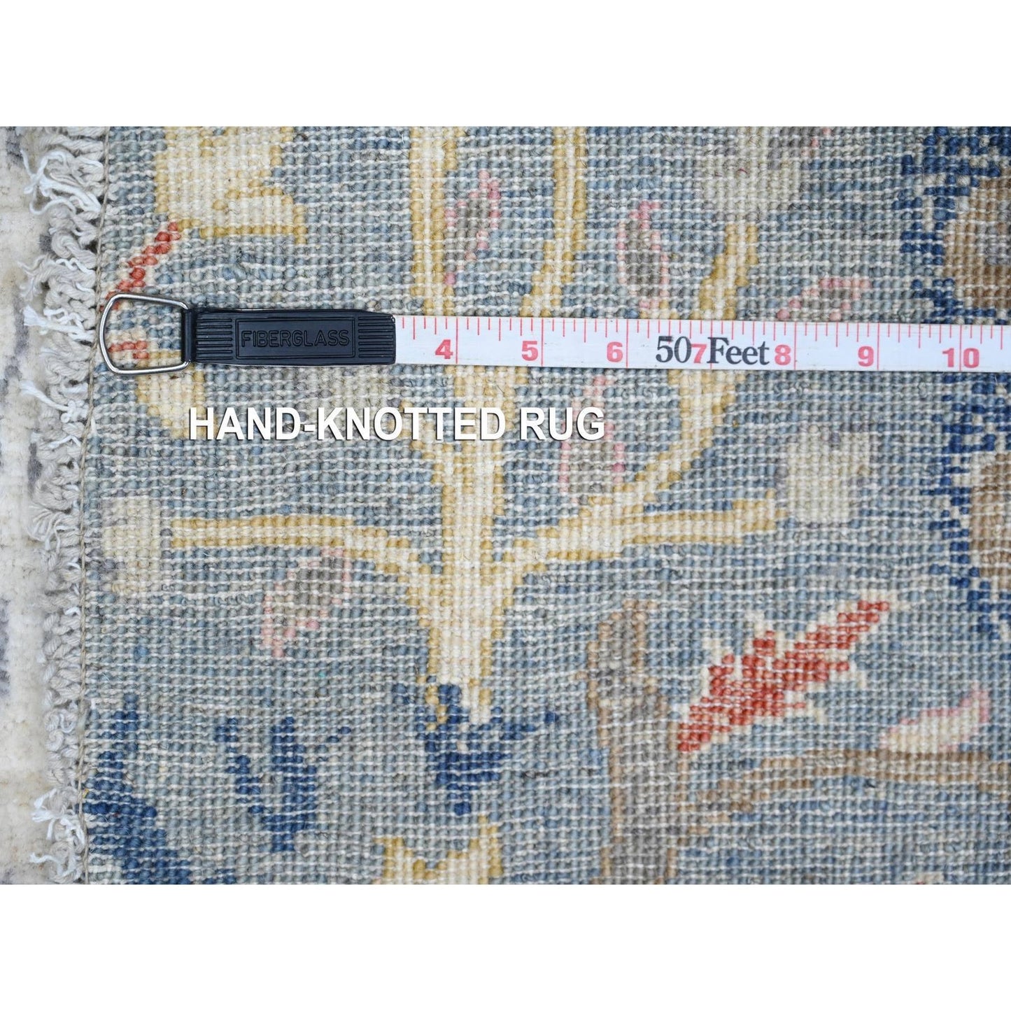 6'X6' Uranian Blue Wool Peshawar Birds Of Paradise Hand Knotted Round Rug