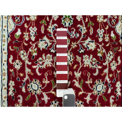 2'4"x4'9" Red Nain 250 KPSI Pure Wool Hand Knotted Runner Oriental Rug