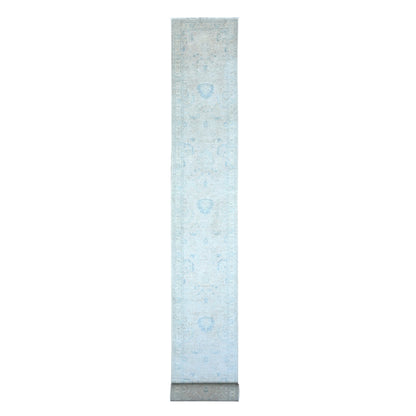 2'5"X23'8" Beige Washed Out Peshawar Hand Knotted Wool Xl Runner Rug