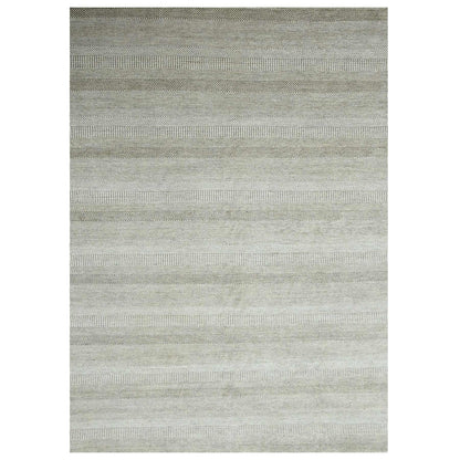 10'X14' Brown Modern Grass Design Wool And Silk Hand Knotted Oriental Rug