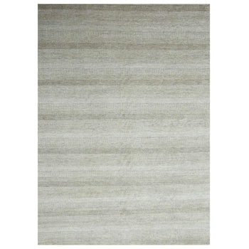10'X14' Brown Modern Grass Design Wool And Silk Hand Knotted Oriental Rug