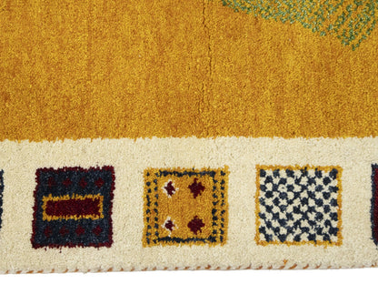 Decor Handmade Indo-Gabbeh Rug 4X6 Modern Bordered Oriental Carpet Entryway