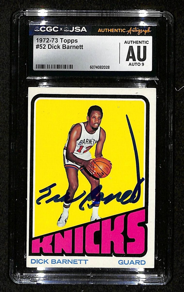 Dick Barnett Hof Signed/Auto 1972-73 Topps Card #52 Knicks Cgc/Jsa 199123