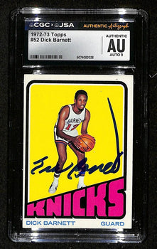 Dick Barnett Hof Signed/Auto 1972-73 Topps Card #52 Knicks Cgc/Jsa 199123